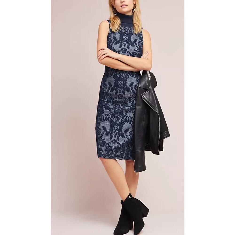 Maeve Ryder Jacquard Turtleneck Dress